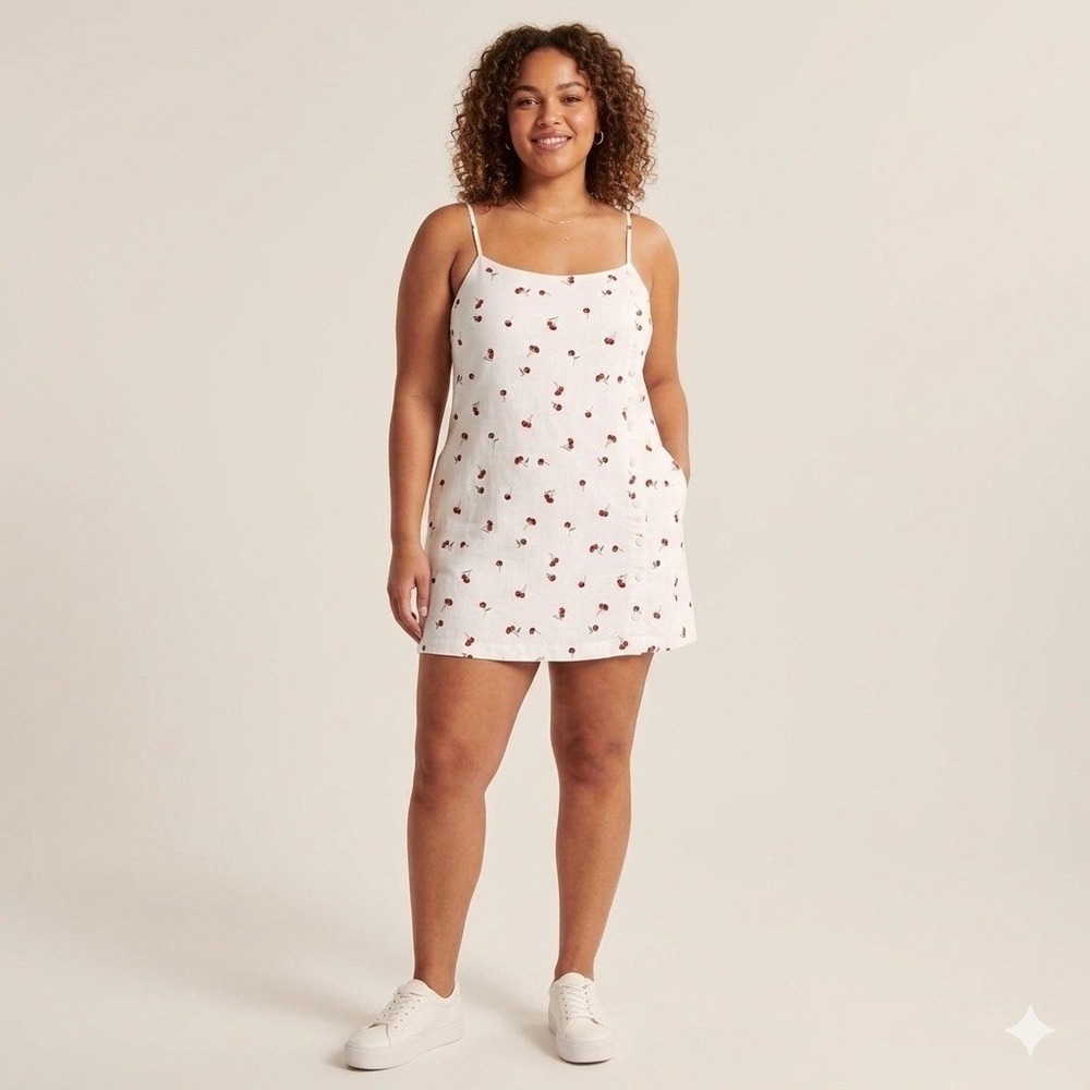 Abercrombie & Fitch Linen Skort Dress Cherry Print